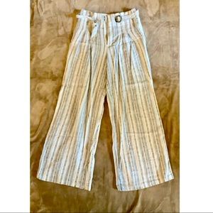 Anthropologie Wide Peg high waisted Blue striped pants